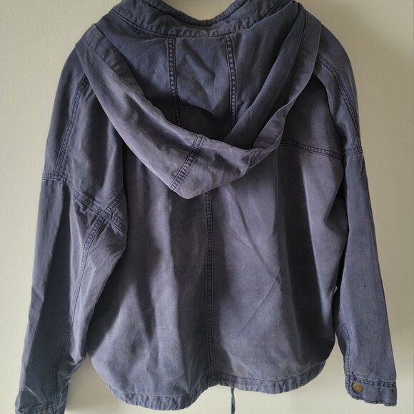 Dark Blue Cropped Cotton Jacket, Large, by Natural Collections - Picture 3 of 5